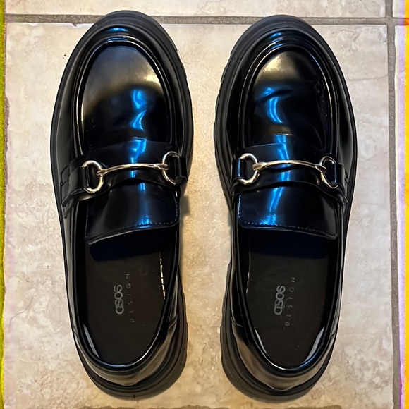ASOS glossy chunky loafers in black. - Picture 4 of 10